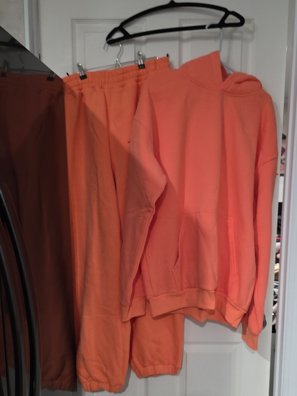 Women's Coral Orange Track Pants & Hoodie Set